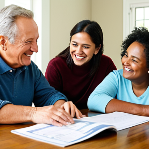 Home 6 실손보험 가입 조건 - Supplemental Insurance Options - Family Security**
Prompt: A happy, multi-generational family (gran...