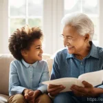 장례비용 대비 보험 - **Prompt 1: "A serene, sun-drenched living room with a multi-generational family (grandparents, pare...