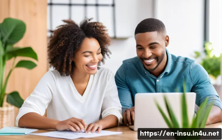 태아보험 언제 가입해야 할까 - **Prompt:** A diverse couple in their mid-30s, dressed in smart casual attire, sits comfortably at a...