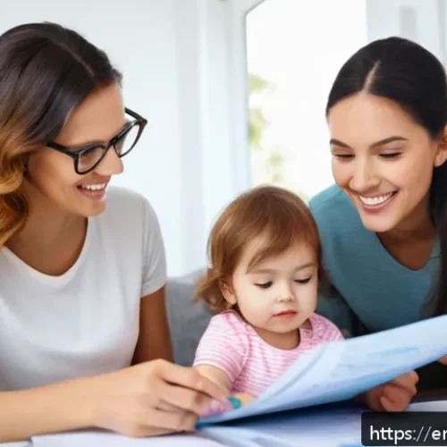 Home 30 자녀 보험 가입 시기 - A warm, cozy family scene in a modern living room where parents are sitting with their young child w...